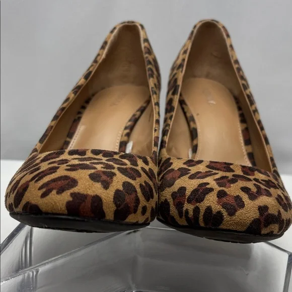 Merona Etta High Heel Women’s Sz8.5 Tan and Brown Leopard Print Chucky Heel#0252 - Picture 4 of 11